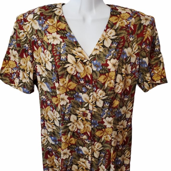 Vintage Jaime Brooke Floral Cottage Core Dress Women's M Maxi Button Front Rayon - Picture 4 of 10